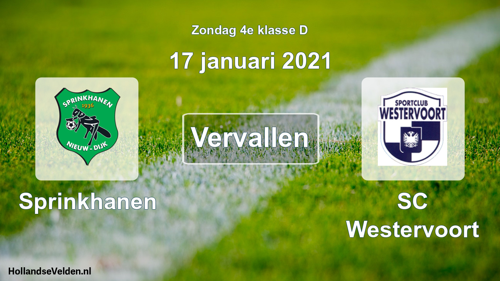 Scheduled Match: Sprinkhanen - SC Westervoort (17 January 2021)