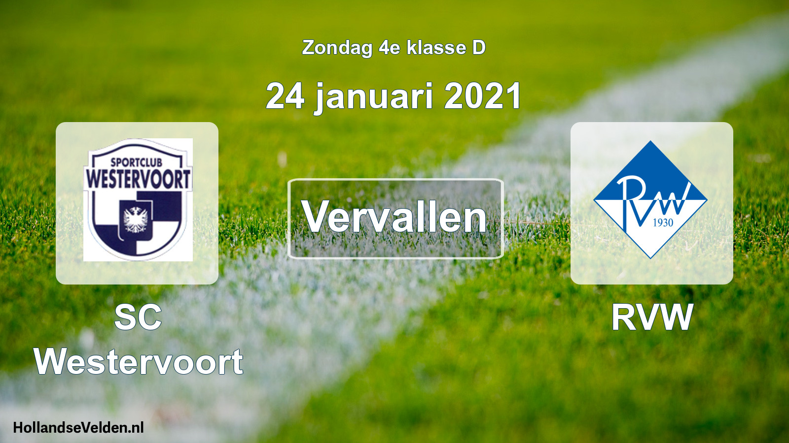 Scheduled Match: SC Westervoort - RVW (24 January 2021)