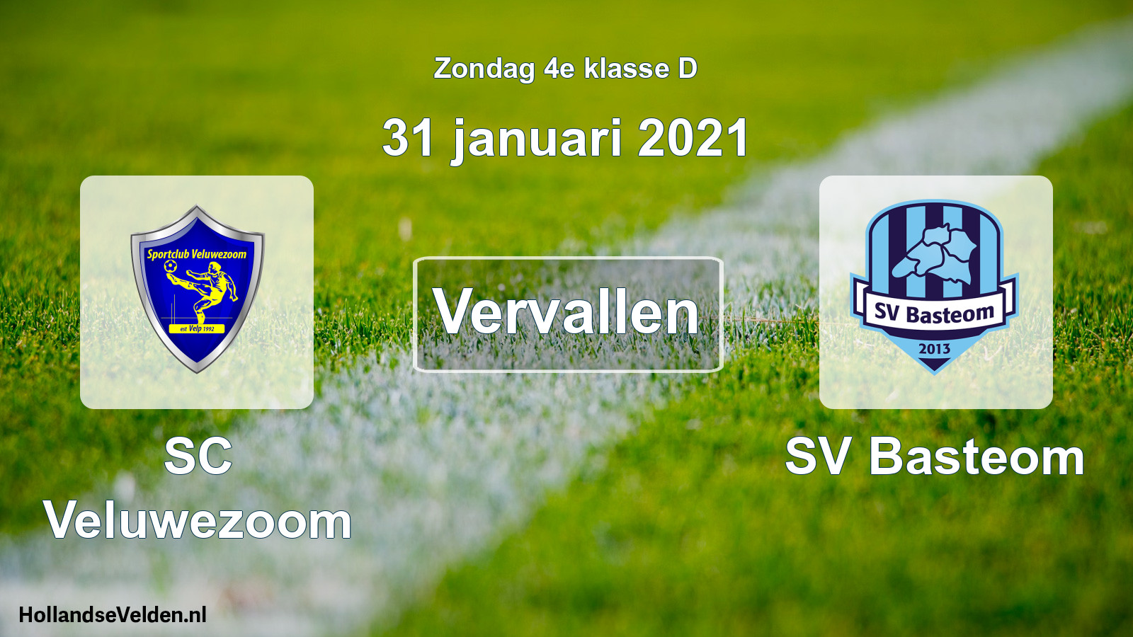 Scheduled Match: SC Veluwezoom - SV Basteom (31 January 2021)