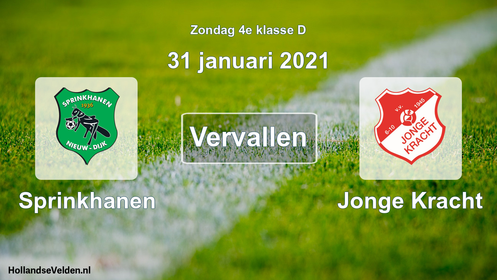 Scheduled Match: Sprinkhanen - Jonge Kracht (31 January 2021)