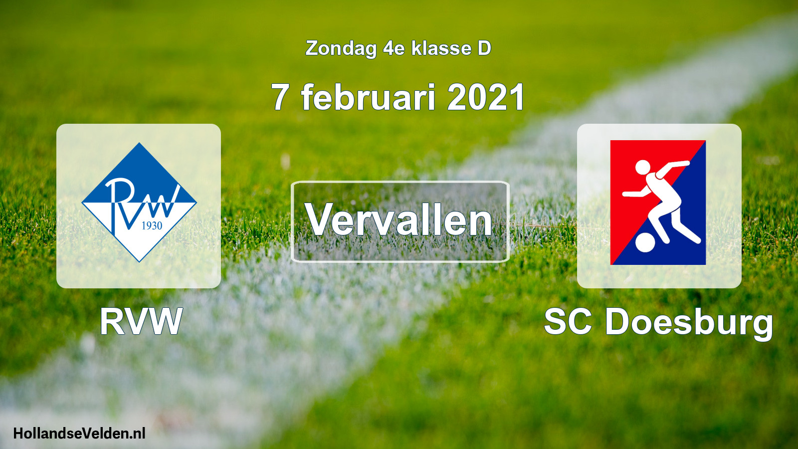 Scheduled Match: RVW - SC Doesburg (7 February 2021)