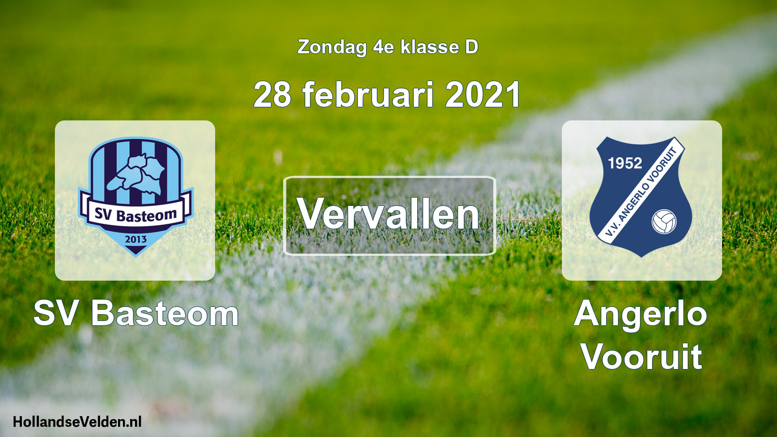Scheduled Match: SV Basteom - Angerlo Vooruit (28 February 2021)