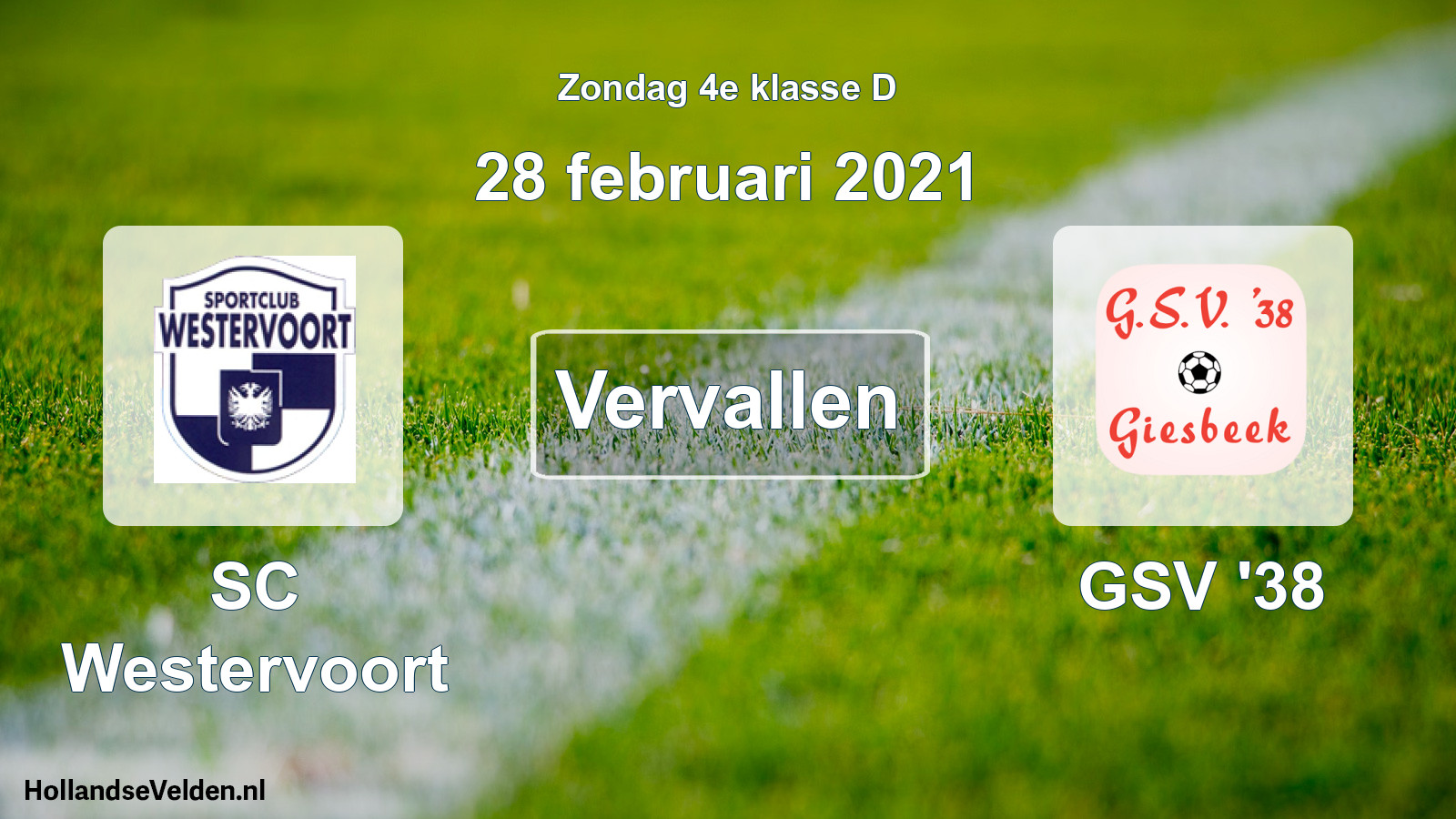 Scheduled Match: SC Westervoort - GSV '38 (28 February 2021)