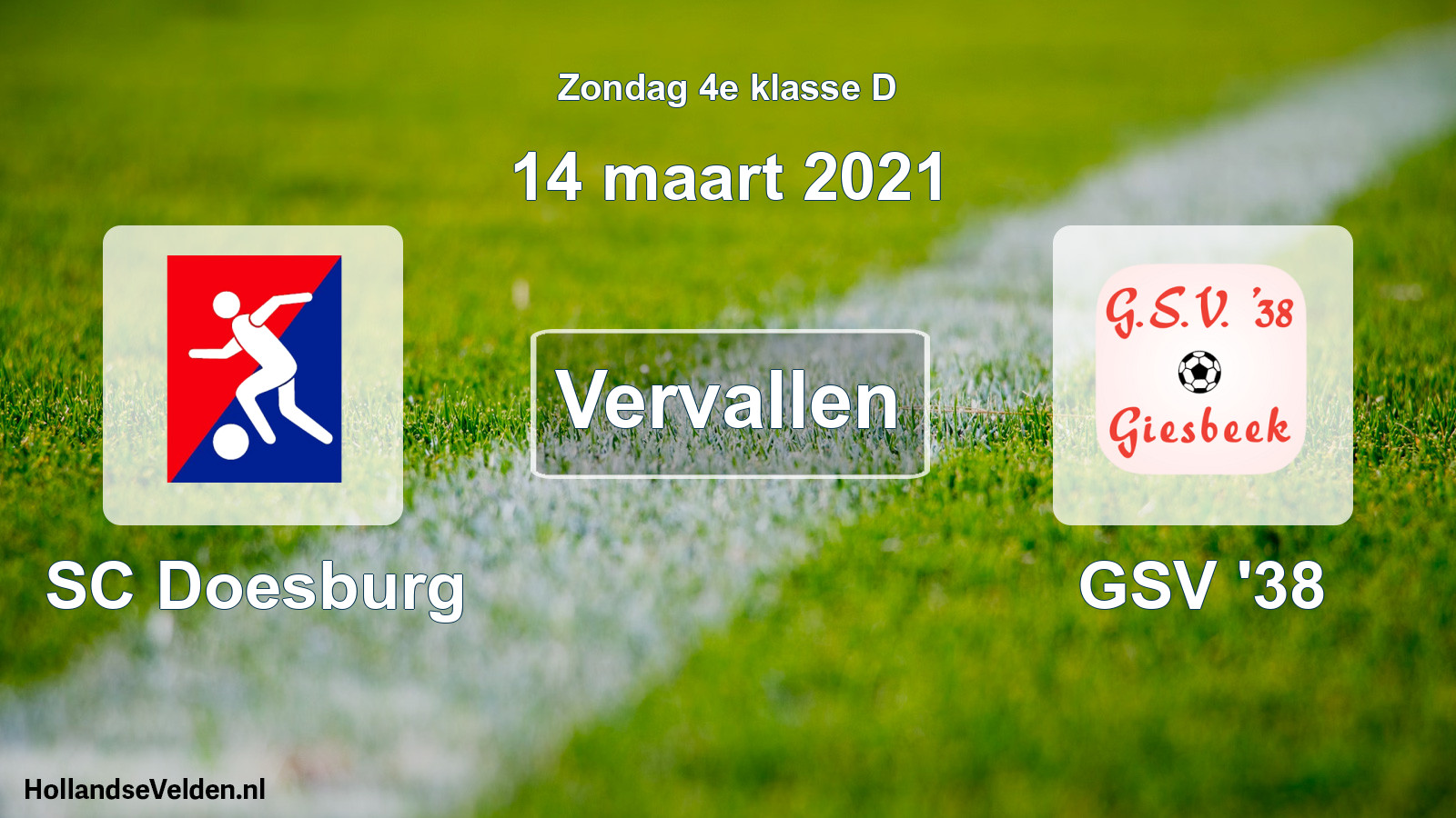 Scheduled Match: SC Doesburg - GSV '38 (14 March 2021)