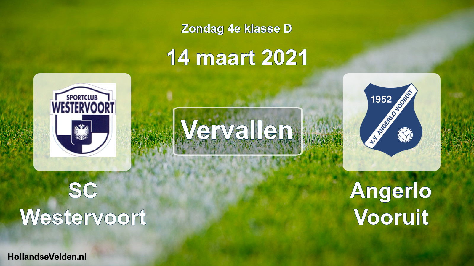 Scheduled Match: SC Westervoort - Angerlo Vooruit (14 March 2021)