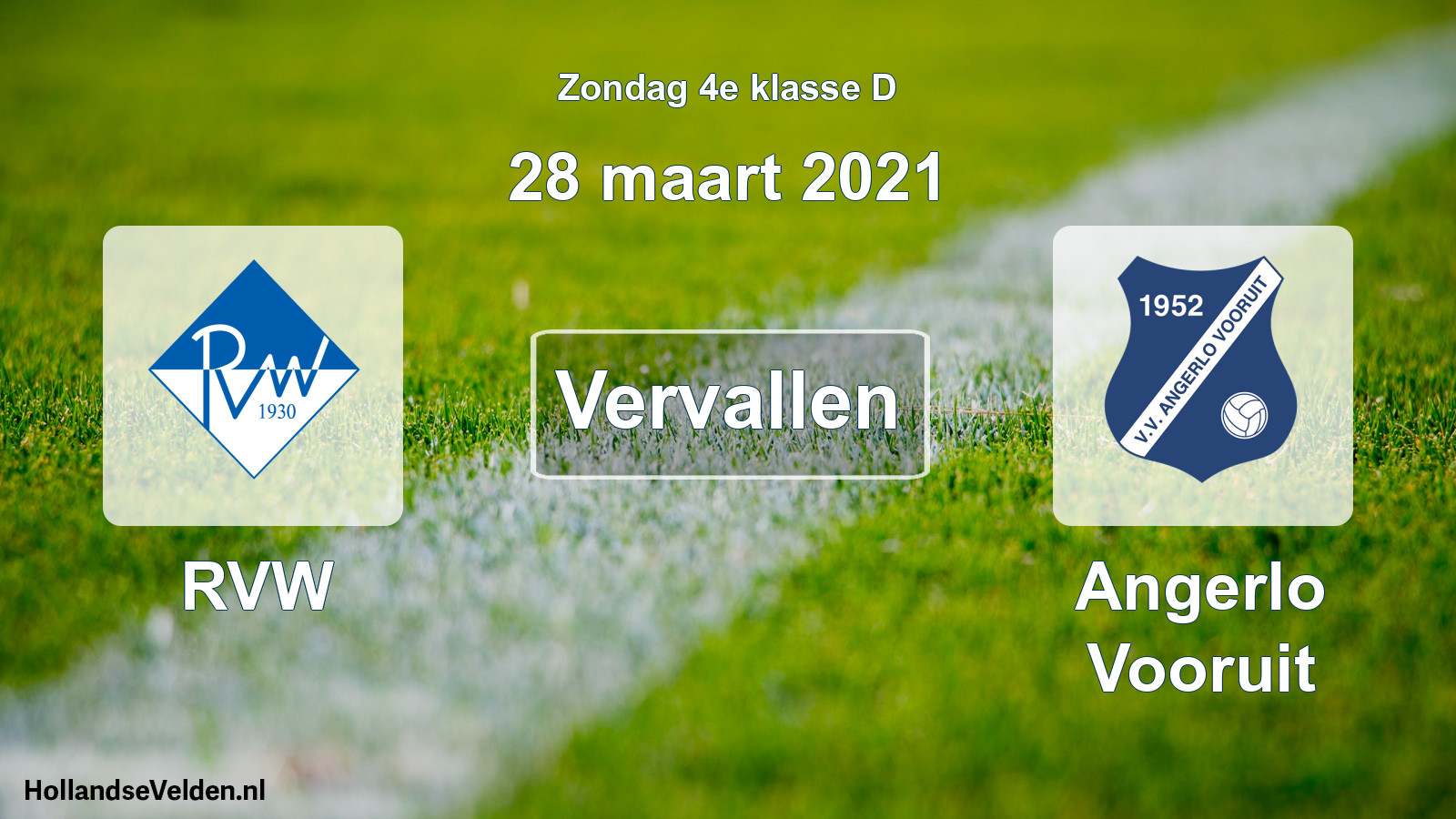 Scheduled Match: RVW - Angerlo Vooruit (28 March 2021)