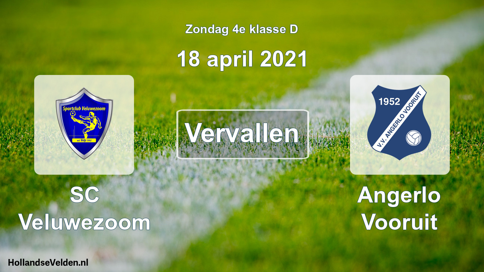 Scheduled Match: SC Veluwezoom - Angerlo Vooruit (18 April 2021)