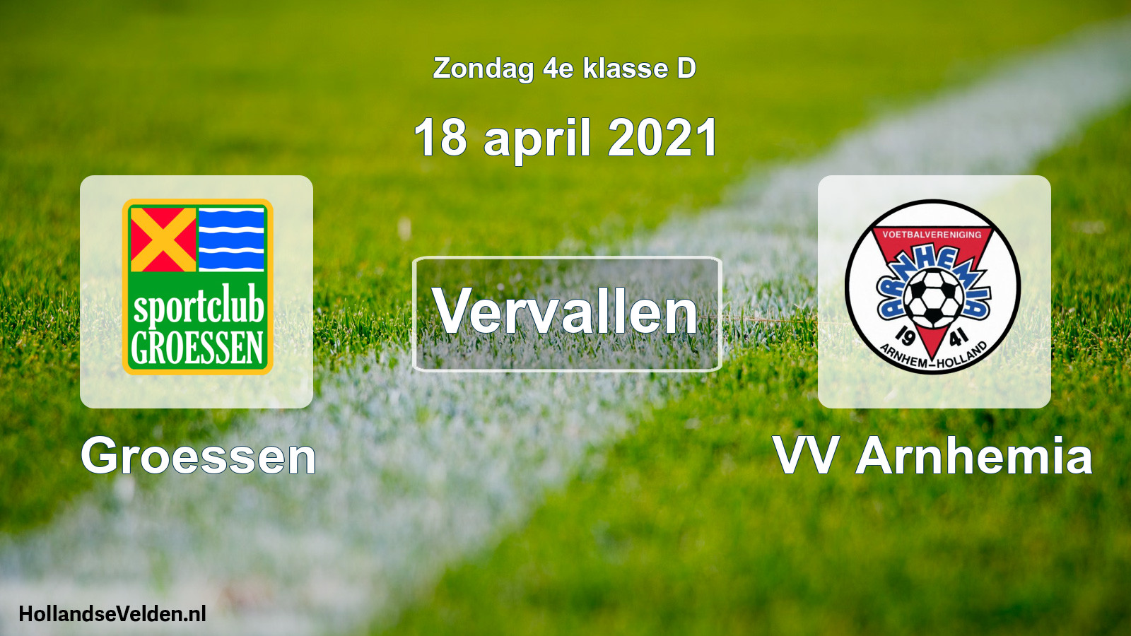 Scheduled Match: Groessen - VV Arnhemia (18 April 2021)