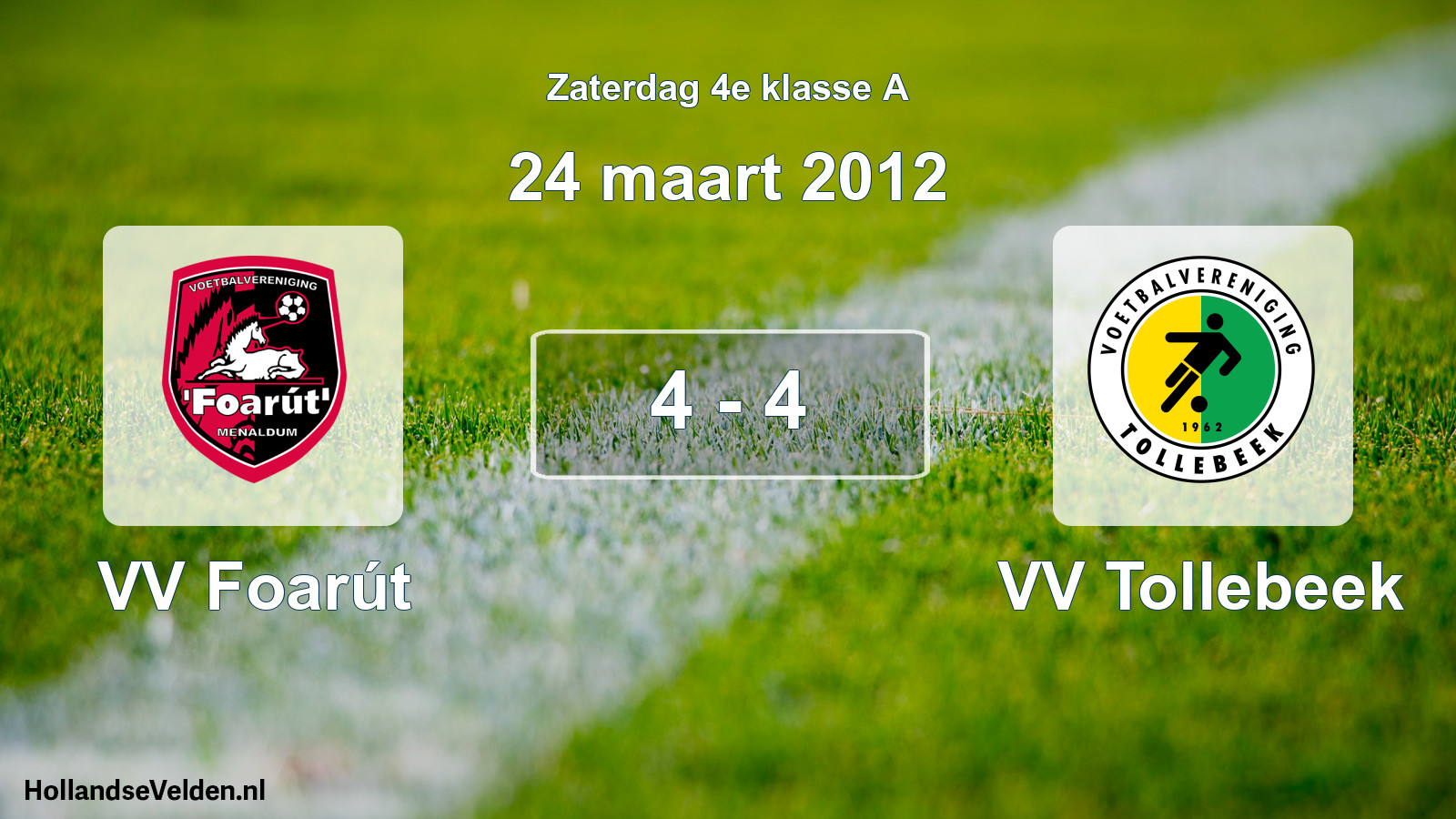 Total number of matches played: VV Foarút - VV Tollebeek 4 - 4 (24 March 2012)