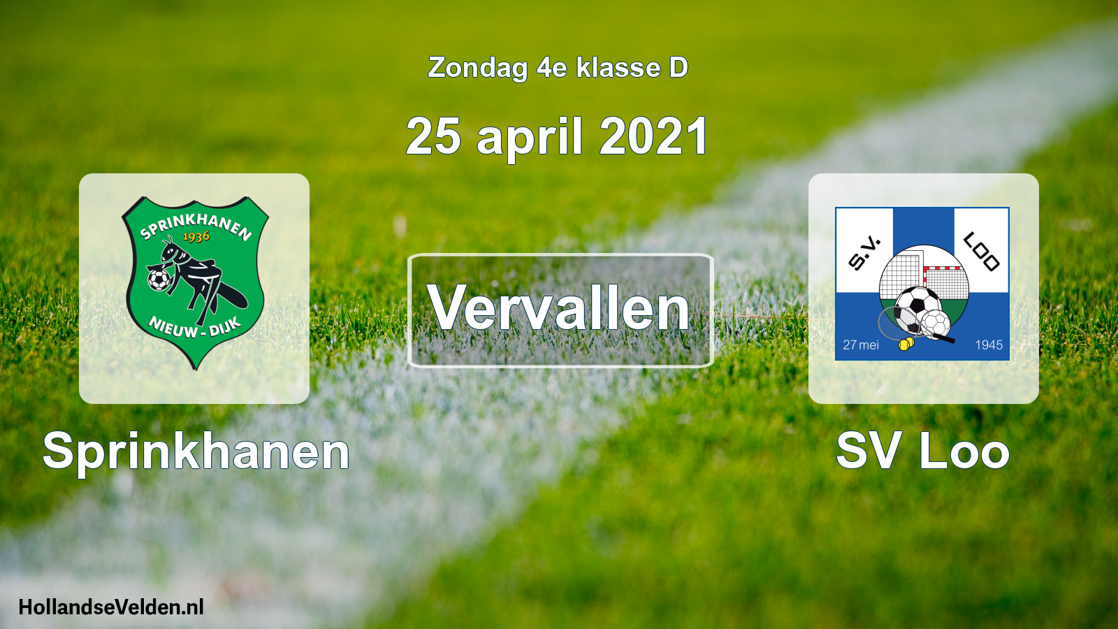 Scheduled Match: Sprinkhanen - SV Loo (25 April 2021)