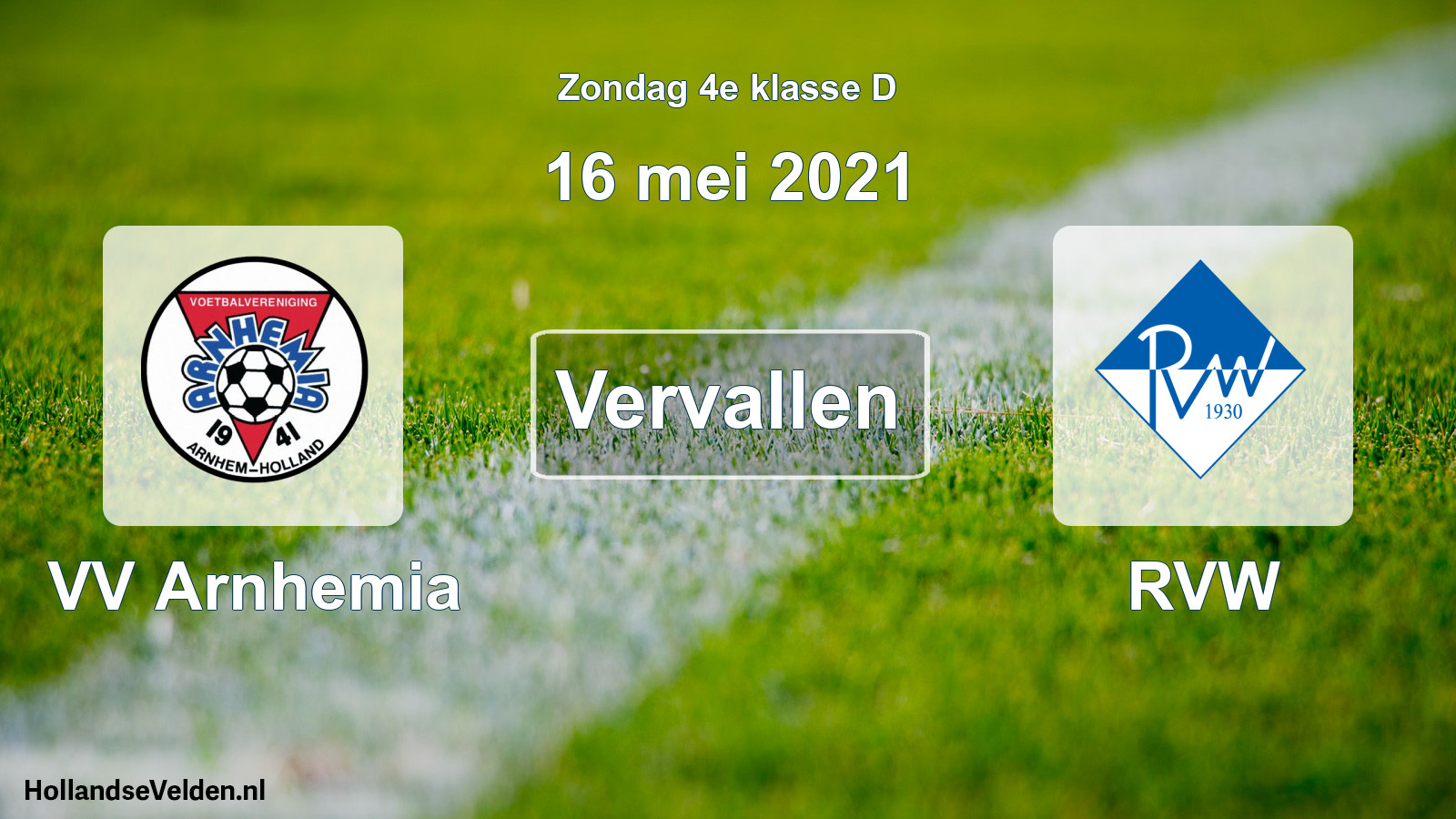 Scheduled Match: VV Arnhemia - RVW (16 May 2021)