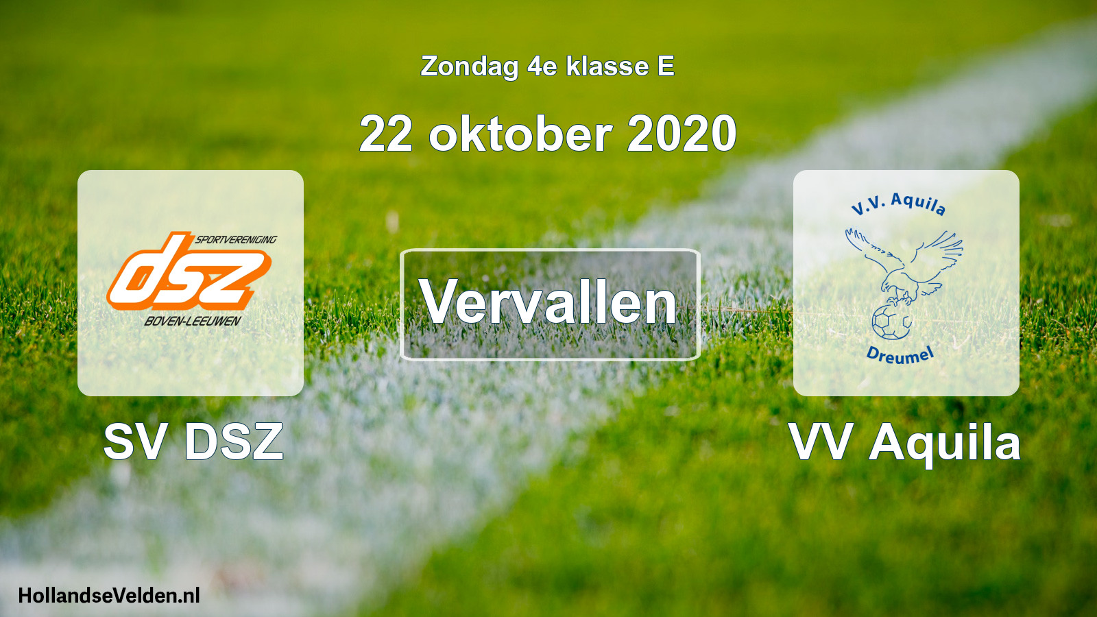 Scheduled Match: SV DSZ - VV Aquila (22 October 2020)
