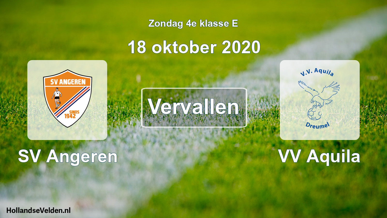 Scheduled Match: SV Angeren - VV Aquila (18 October 2020)