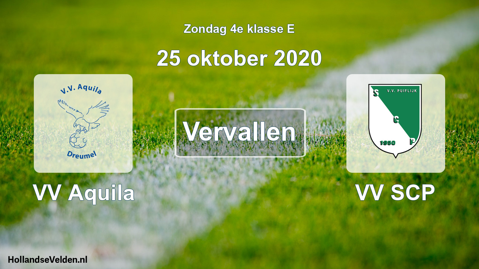 Scheduled Match: VV Aquila - VV SCP (25 October 2020)