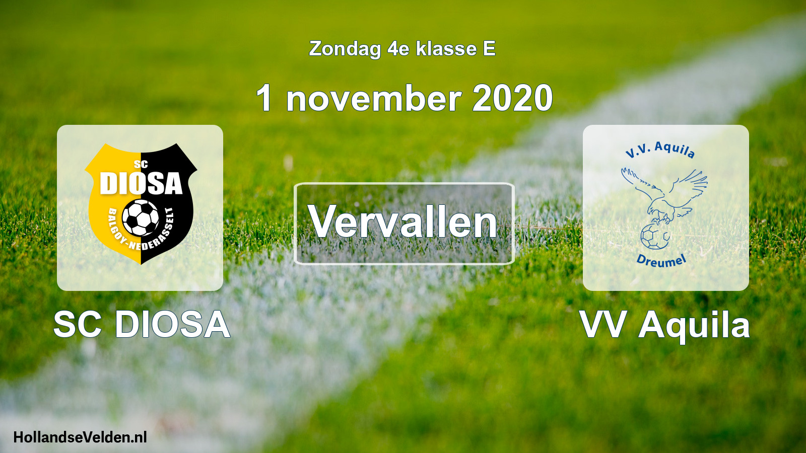 Scheduled Match: SC DIOSA - VV Aquila (1 November 2020)