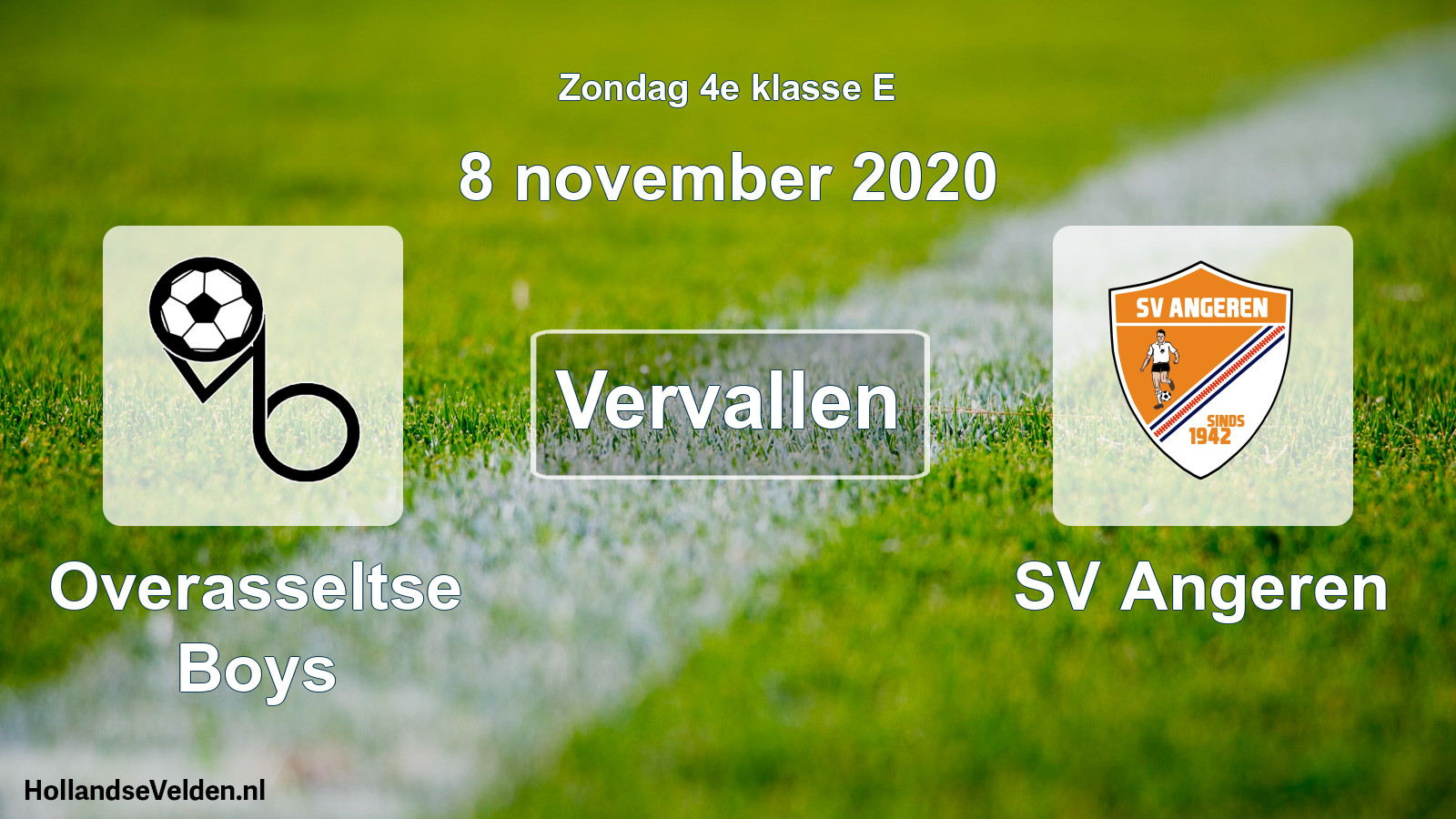 Scheduled Match: Overasseltse Boys - SV Angeren (8 November 2020)