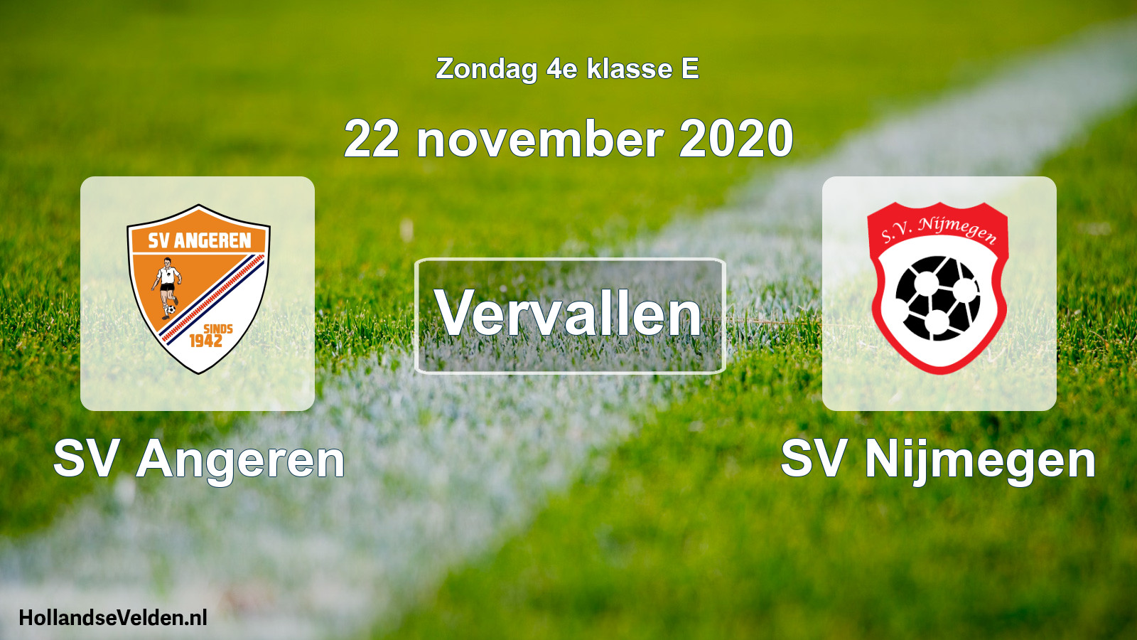 Scheduled Match: SV Angeren - SV Nijmegen (22 November 2020)