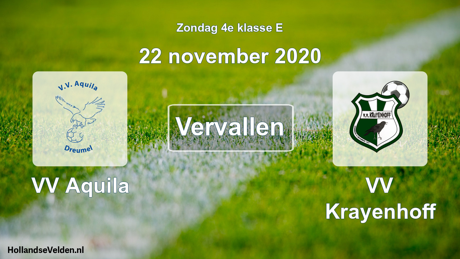Scheduled Match: VV Aquila - VV Krayenhoff (22 November 2020)