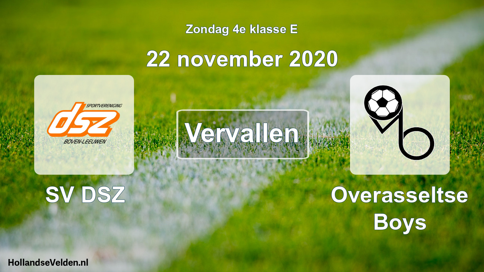 Scheduled Match: SV DSZ - Overasseltse Boys (22 November 2020)