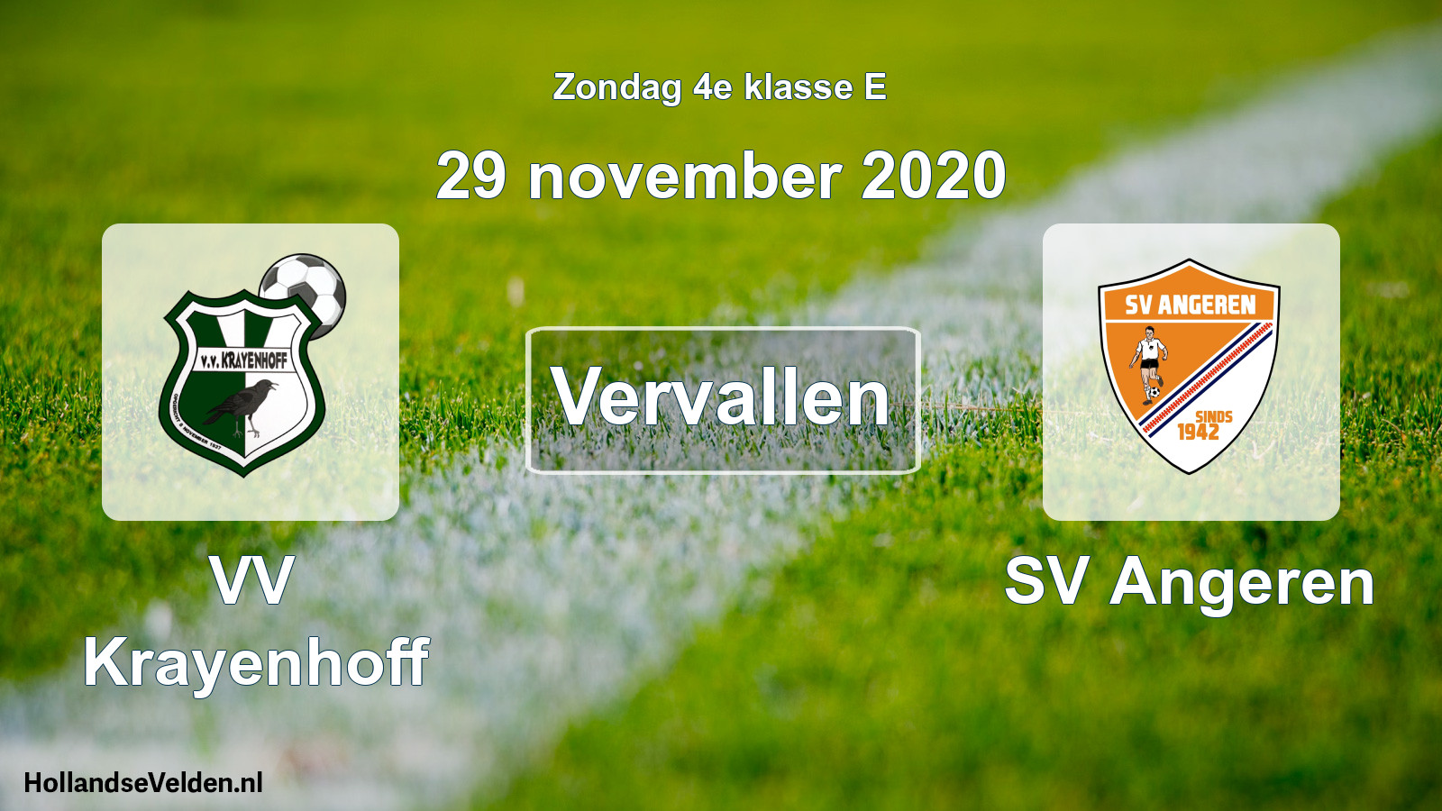 Scheduled Match: VV Krayenhoff - SV Angeren (29 November 2020)