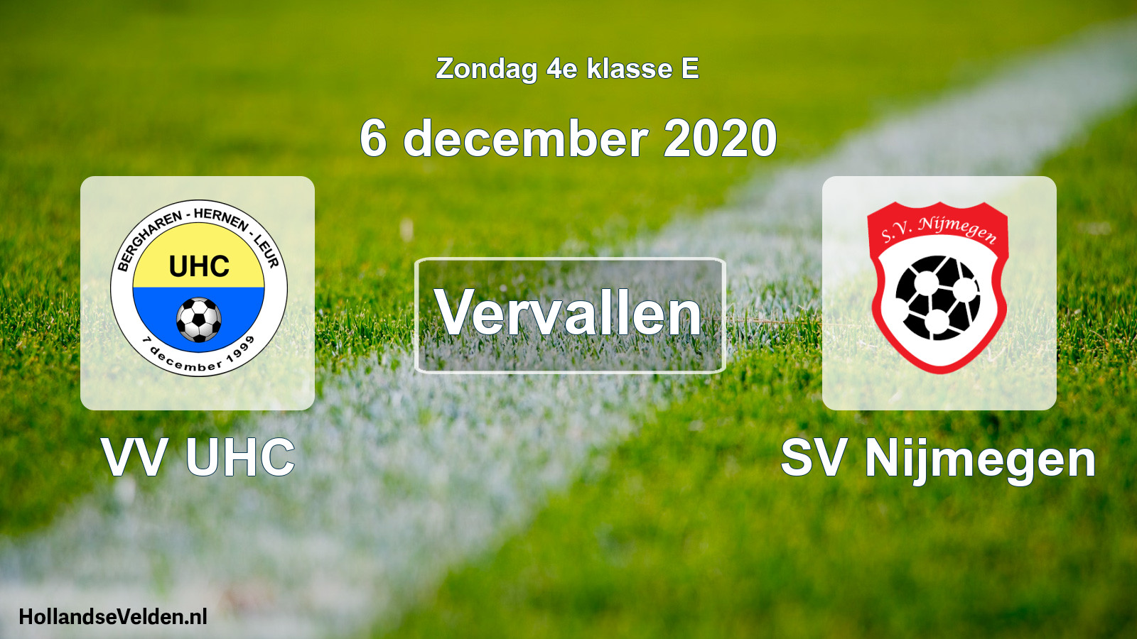 Scheduled Match: VV UHC - SV Nijmegen (6 December 2020)