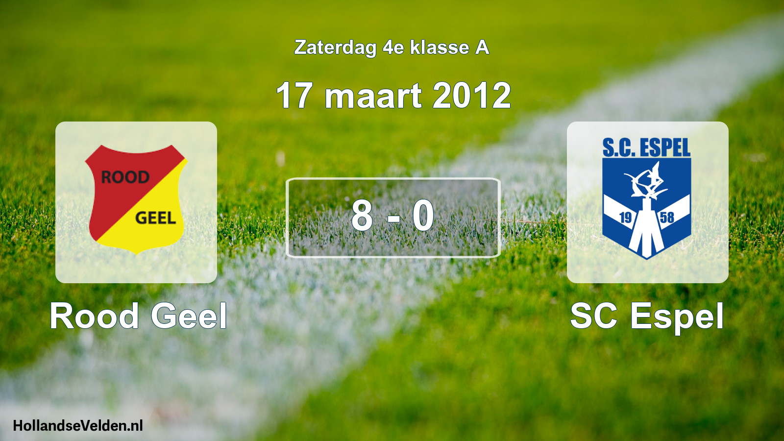 Total number of matches played: Rood Geel - SC Espel 8 - 0 (17 March 2012)