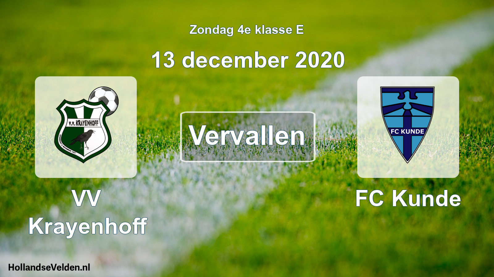 Scheduled Match: VV Krayenhoff - FC Kunde (13 December 2020)
