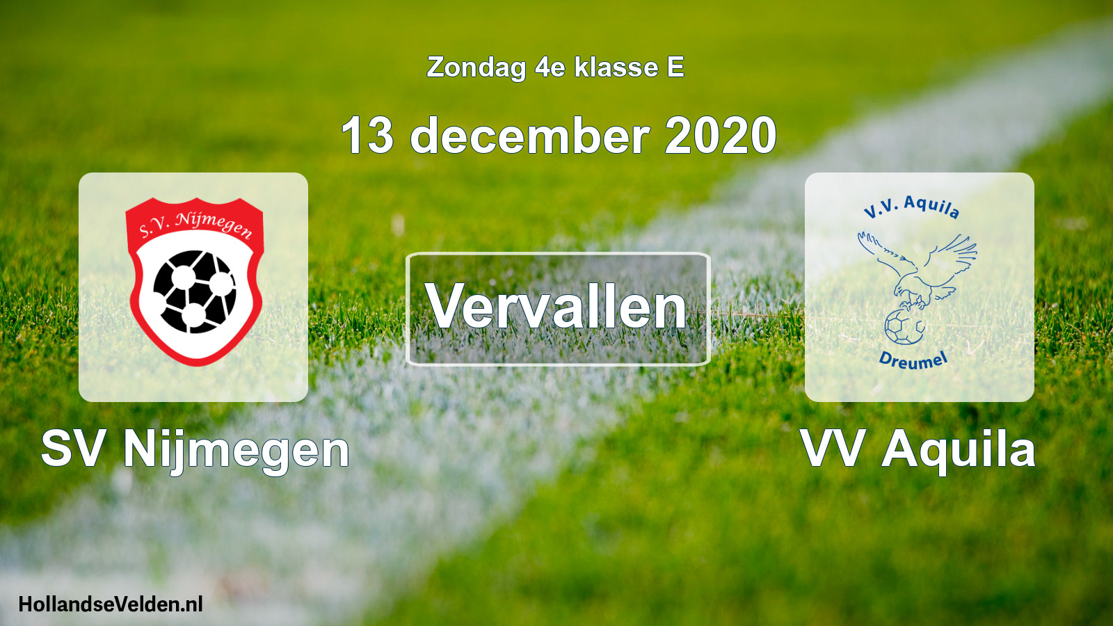 Scheduled Match: SV Nijmegen - VV Aquila (13 December 2020)