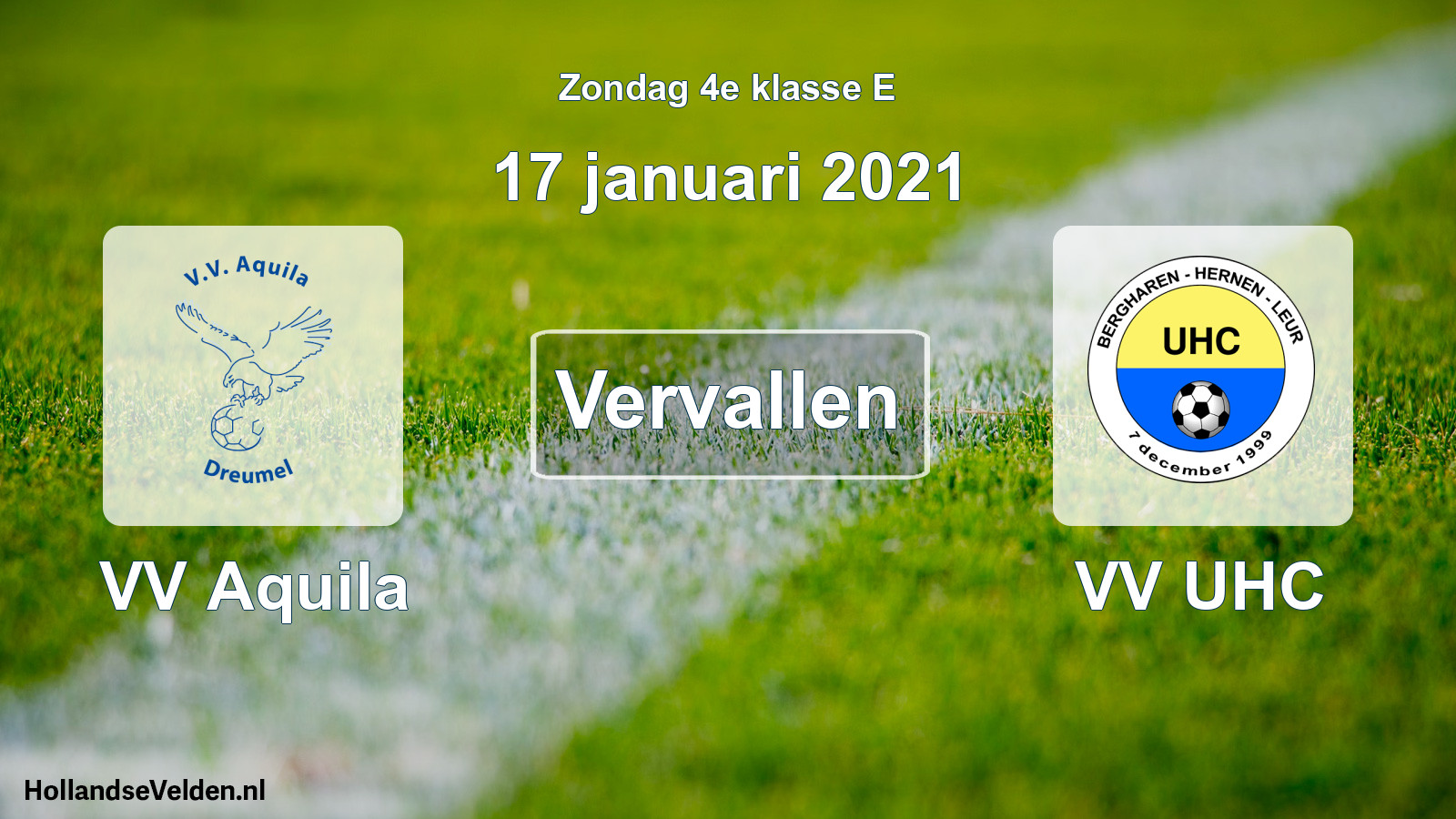 Scheduled Match: VV Aquila - VV UHC (17 January 2021)