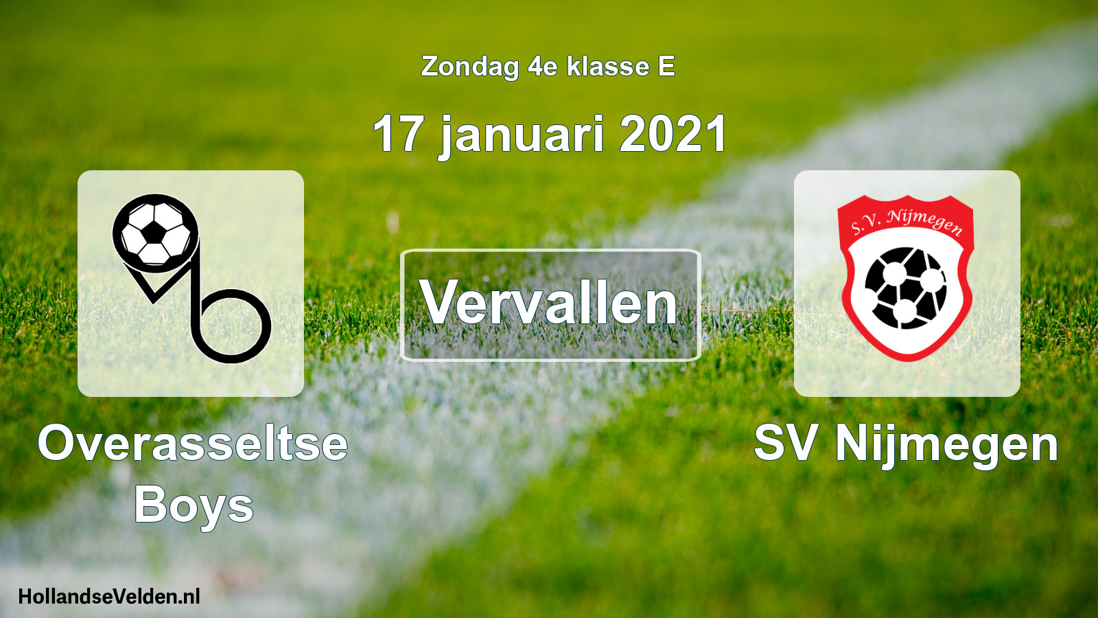 Scheduled Match: Overasseltse Boys - SV Nijmegen (17 January 2021)
