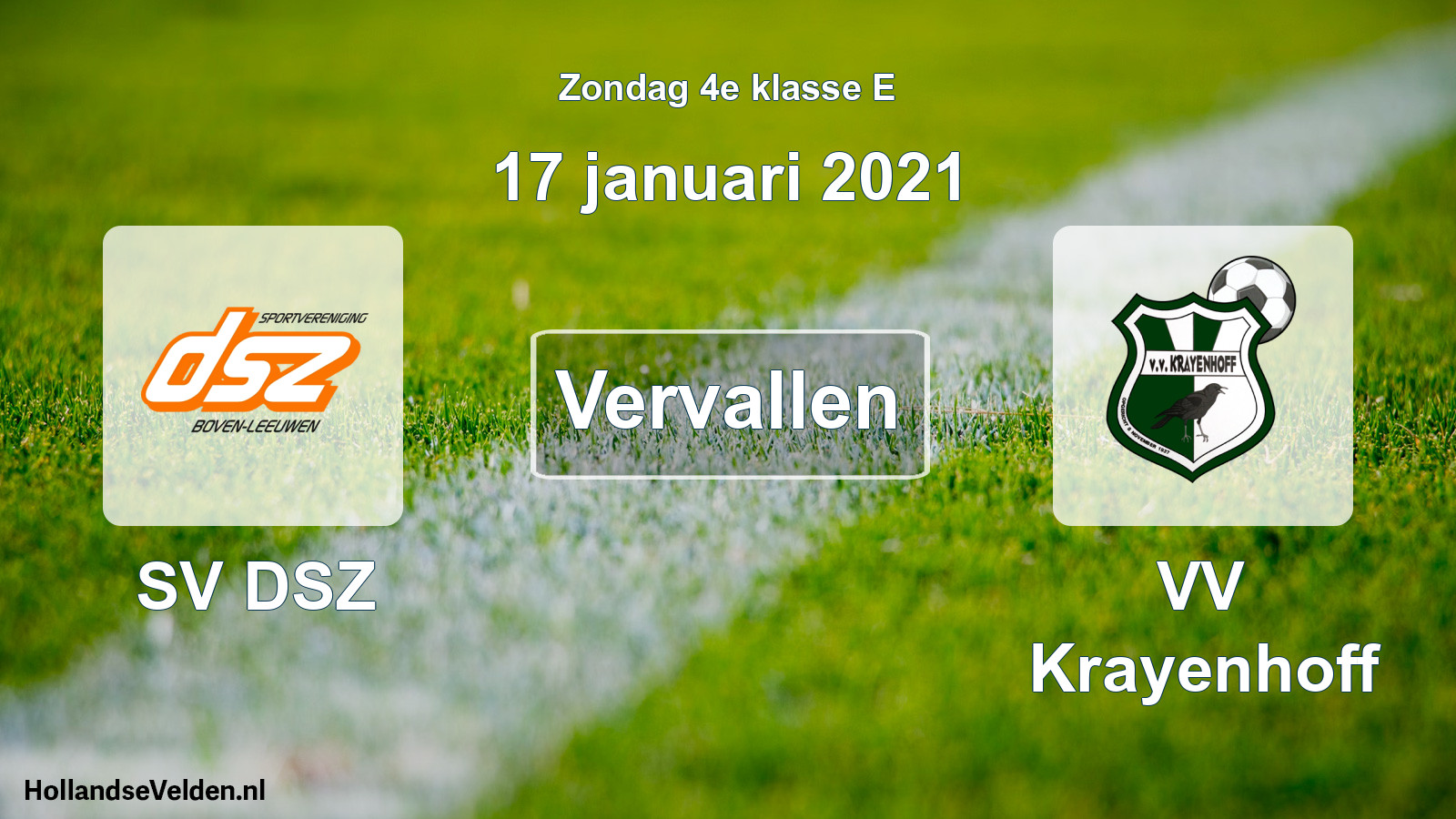 Scheduled Match: SV DSZ - VV Krayenhoff (17 January 2021)