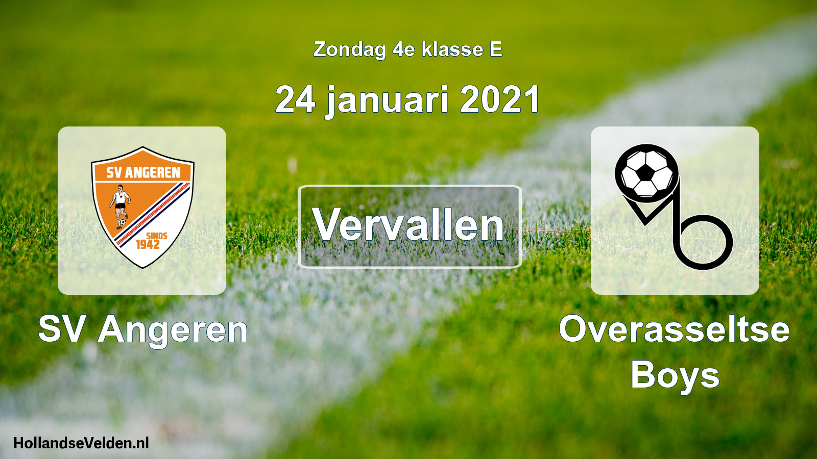 Scheduled Match: SV Angeren - Overasseltse Boys (24 January 2021)