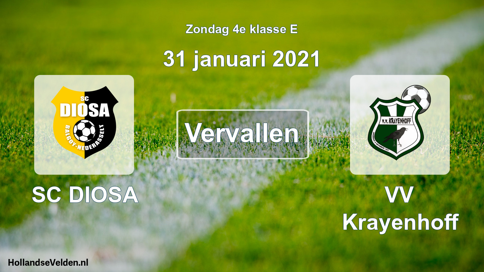 Scheduled Match: SC DIOSA - VV Krayenhoff (31 January 2021)