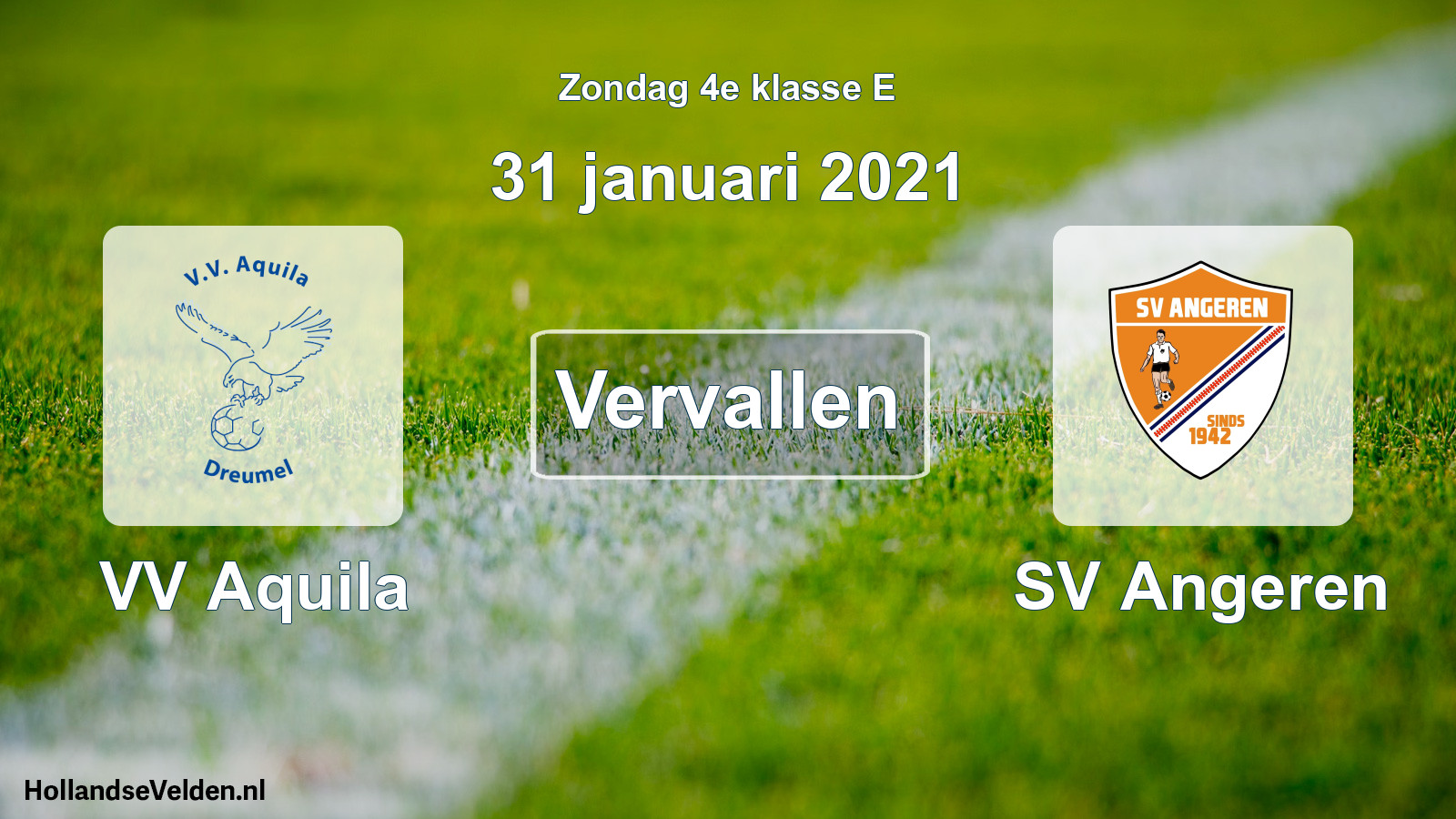 Scheduled Match: VV Aquila - SV Angeren (31 January 2021)
