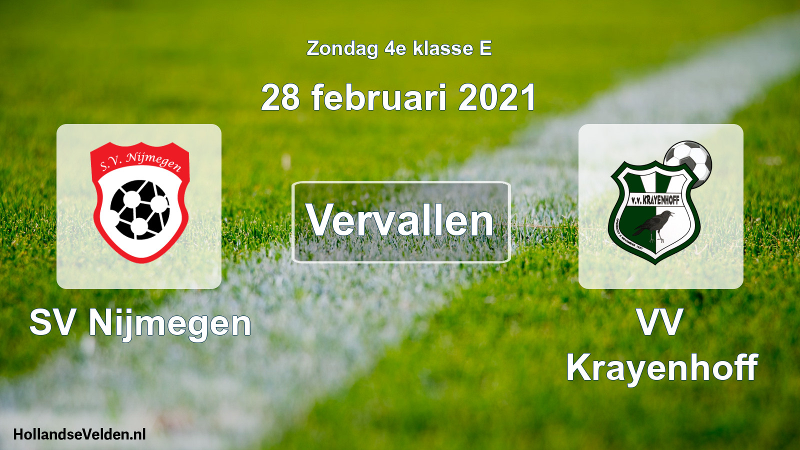 Scheduled Match: SV Nijmegen - VV Krayenhoff (28 February 2021)
