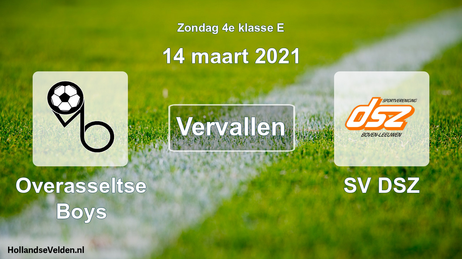 Scheduled Match: Overasseltse Boys - SV DSZ (14 March 2021)