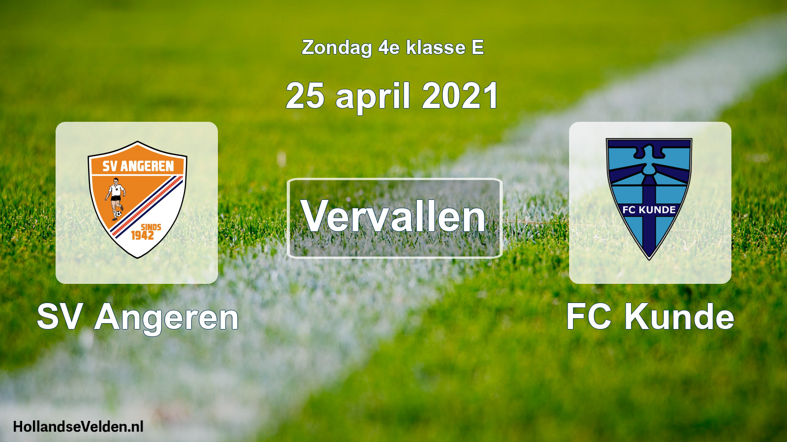 Scheduled Match: SV Angeren - FC Kunde (25 April 2021)