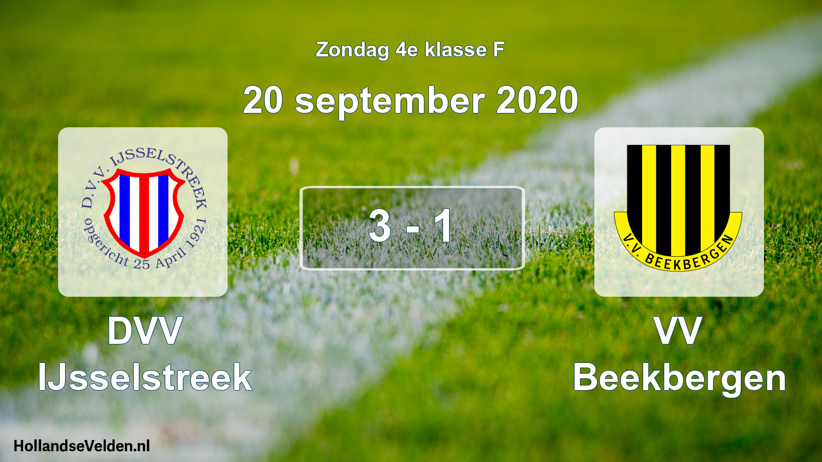 Total number of matches played: DVV IJsselstreek - VV Beekbergen 3 - 1 (20 September 2020)
