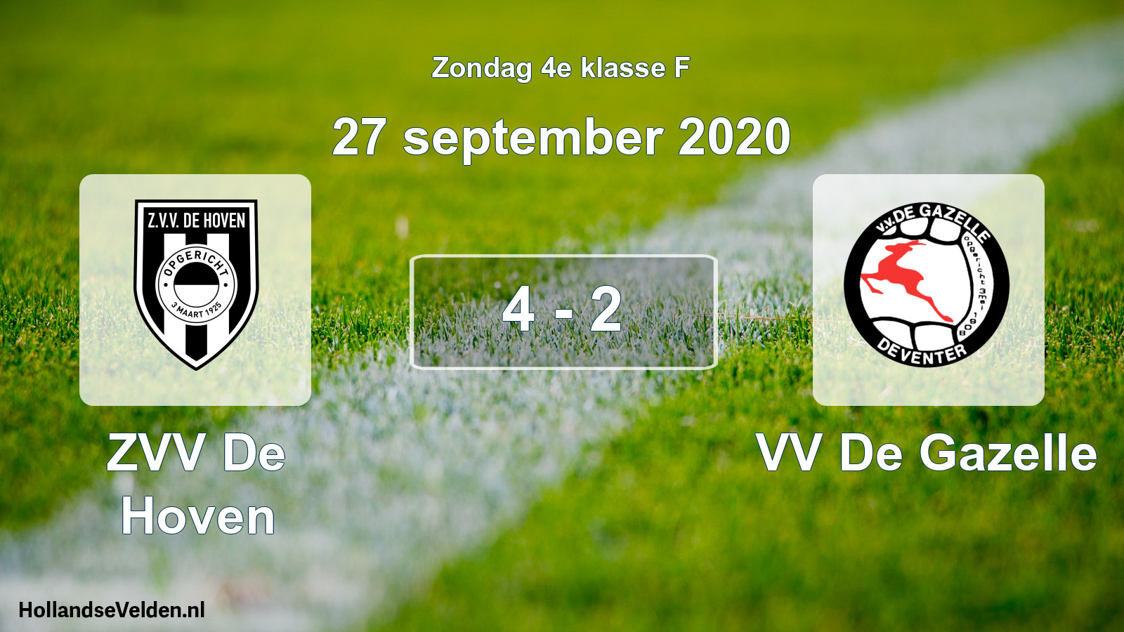 Total number of matches played: ZVV De Hoven - VV De Gazelle 4 - 2 (27 September 2020)