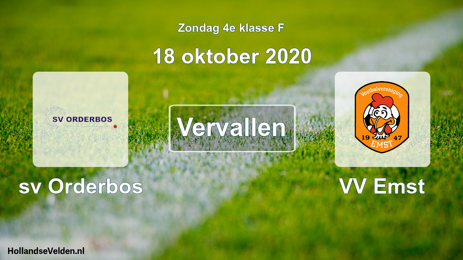 Scheduled Match: sv Orderbos - VV Emst (18 October 2020)