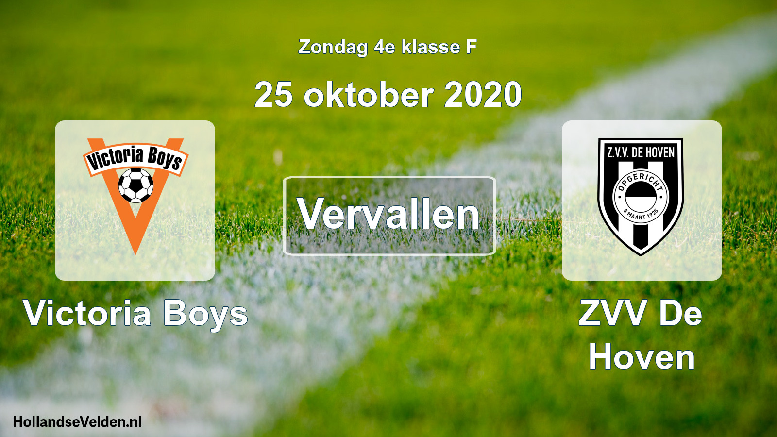 Scheduled Match: Victoria Boys - ZVV De Hoven (25 October 2020)