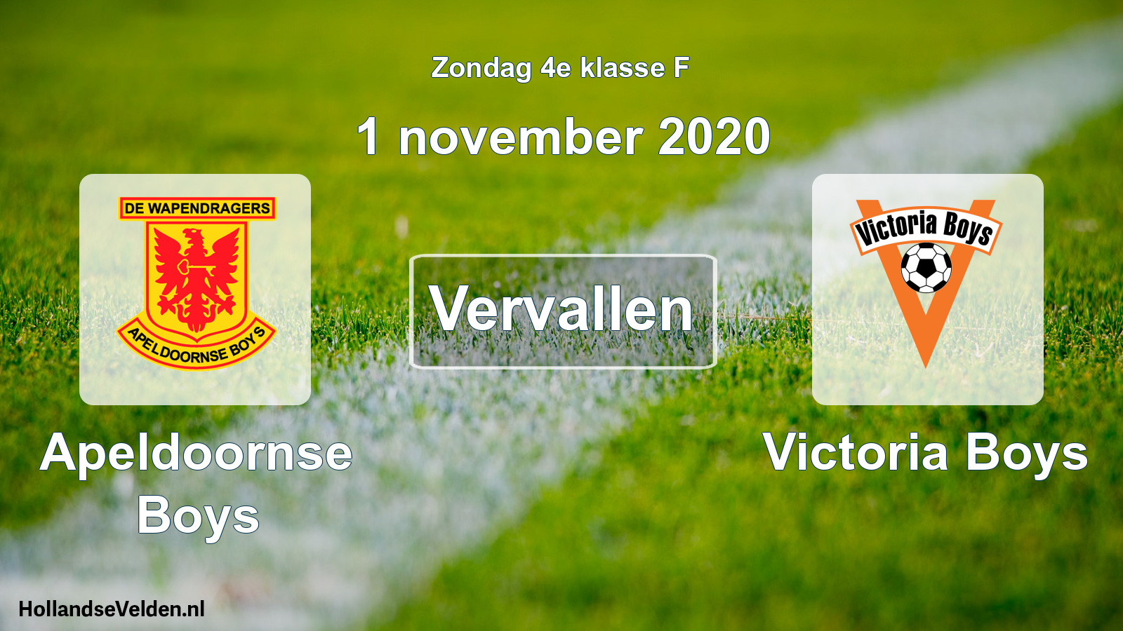 Scheduled Match: Apeldoornse Boys - Victoria Boys (1 November 2020)
