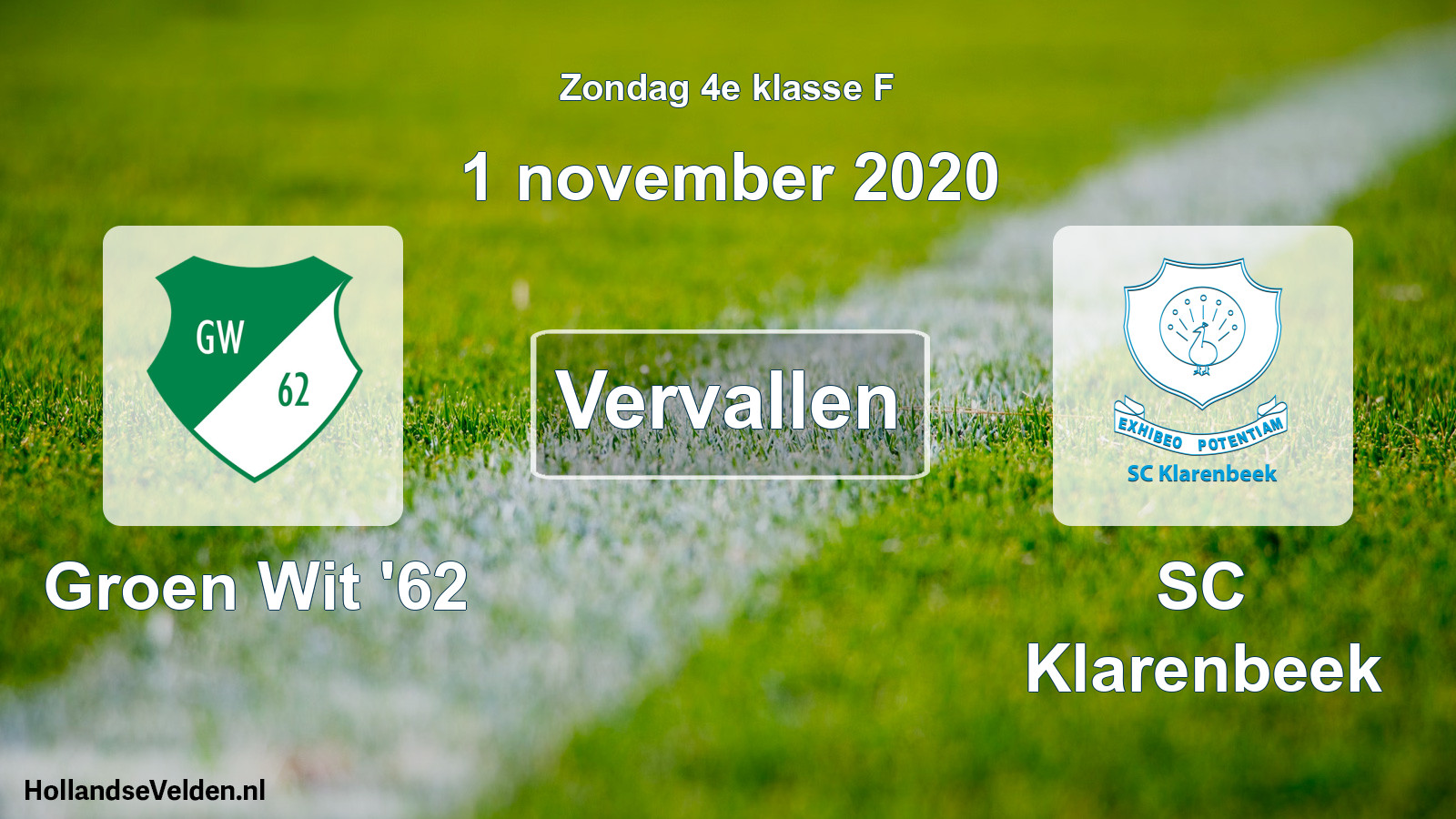 Scheduled Match: Groen Wit '62 - SC Klarenbeek (1 November 2020)