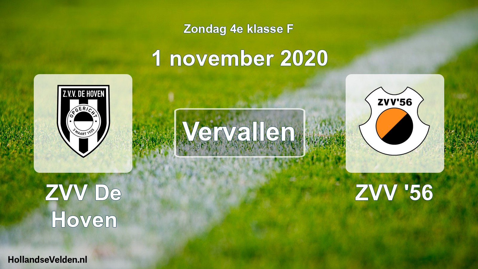 Scheduled Match: ZVV De Hoven - ZVV '56 (1 November 2020)