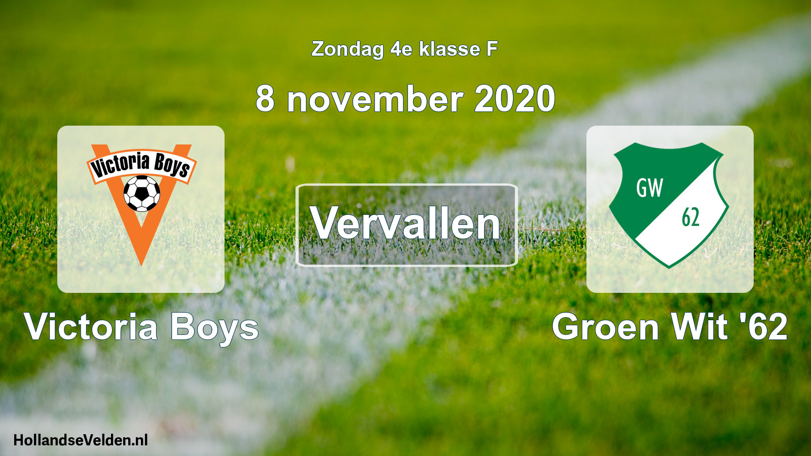 Scheduled Match: Victoria Boys - Groen Wit '62 (8 November 2020)
