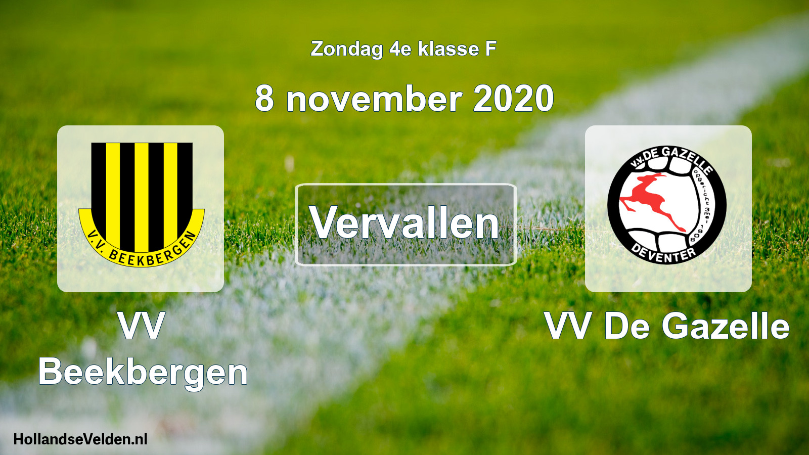 Scheduled Match: VV Beekbergen - VV De Gazelle (8 November 2020)