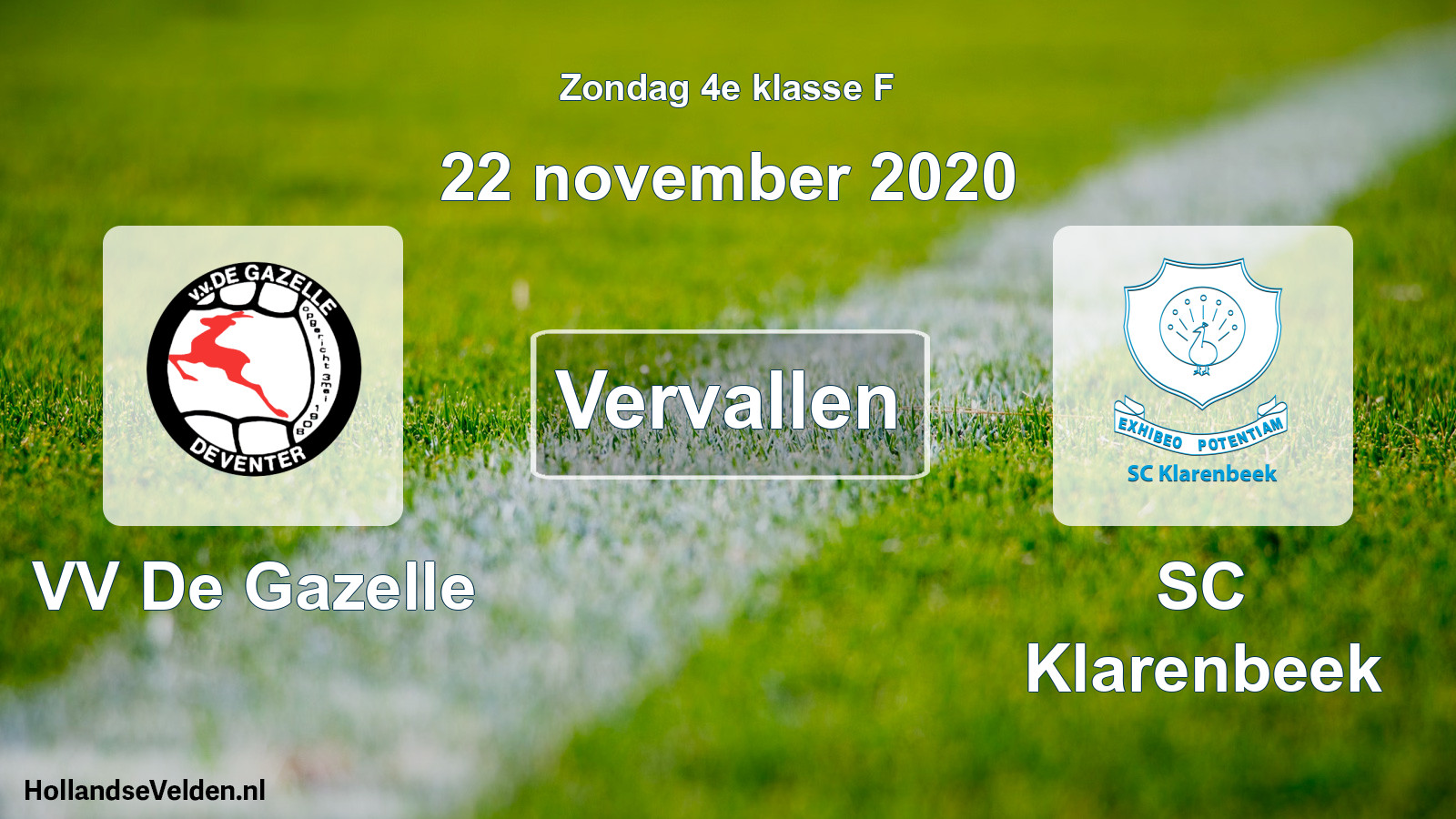 Scheduled Match: VV De Gazelle - SC Klarenbeek (22 November 2020)