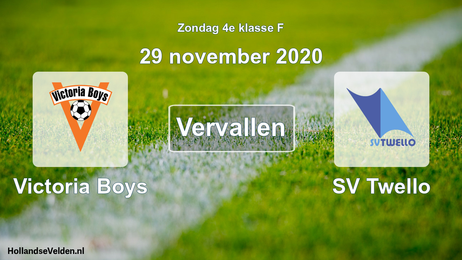 Scheduled Match: Victoria Boys - SV Twello (29 November 2020)
