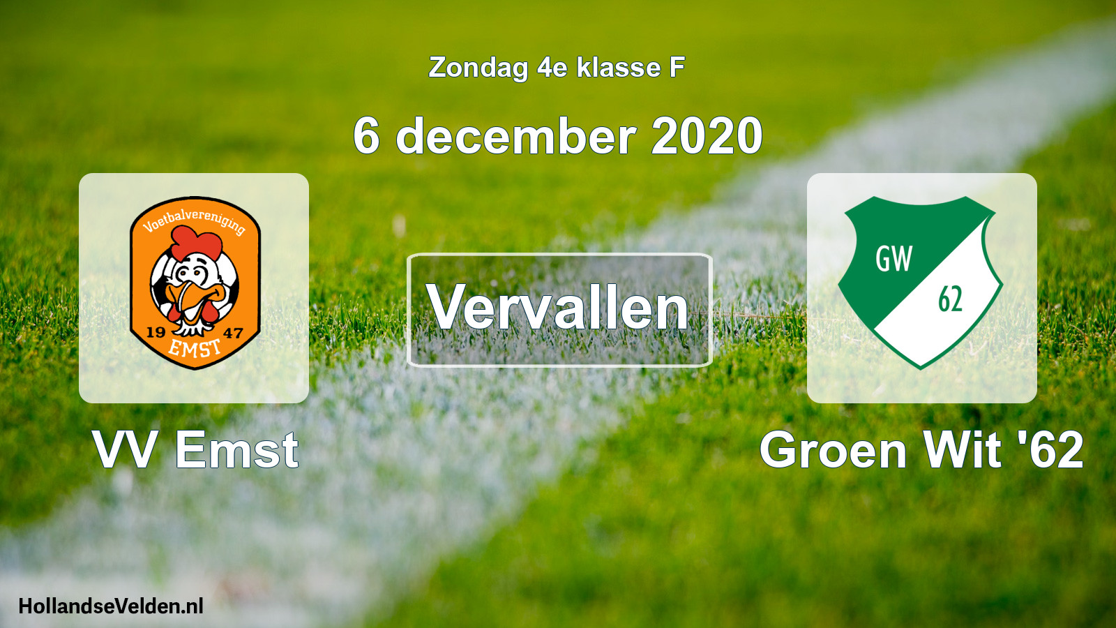 Scheduled Match: VV Emst - Groen Wit '62 (6 December 2020)