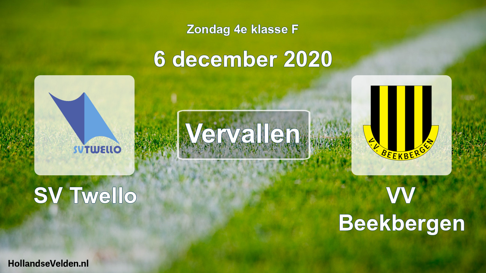 Scheduled Match: SV Twello - VV Beekbergen (6 December 2020)
